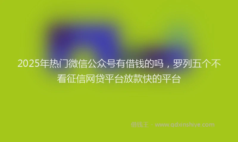 2025年热门微信公众号有借钱的吗，罗列五个不看征信网贷平台放款快的平台