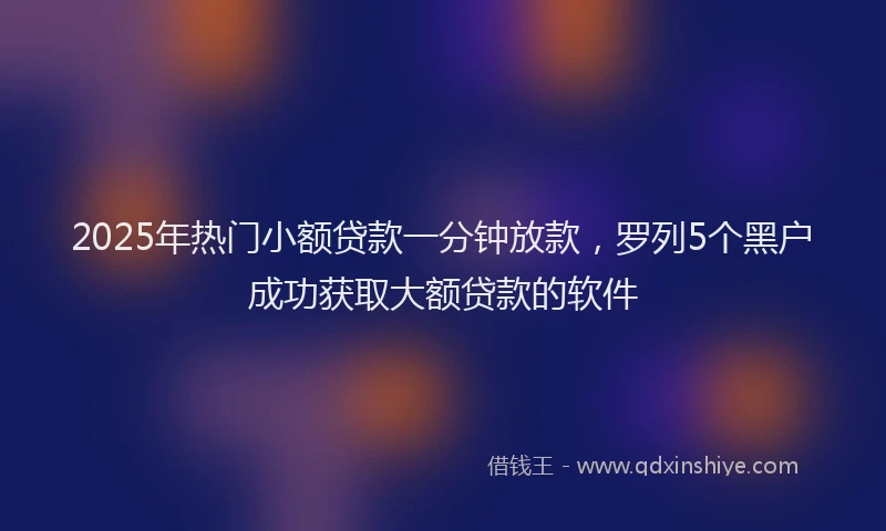 2025年热门小额贷款一分钟放款，罗列5个黑户成功获取大额贷款的软件