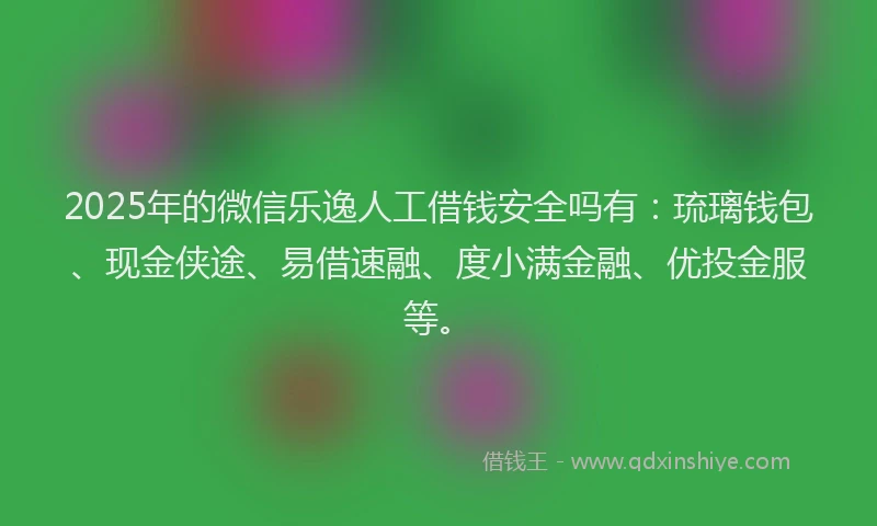 2025年的微信乐逸人工借钱安全吗有：琉璃钱包、现金侠途、易借速融、度小满金融、优投金服等。
