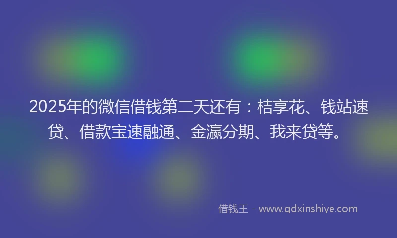 2025年的微信借钱第二天还有：桔享花、钱站速贷、借款宝速融通、金瀛分期、我来贷等。