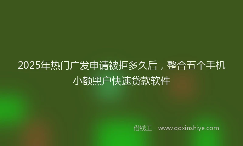 2025年热门广发申请被拒多久后，整合五个手机小额黑户快速贷款软件