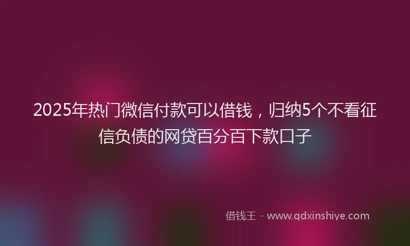 2025年热门微信付款可以借钱，归纳5个不看征信负债的网贷百分百下款口子
