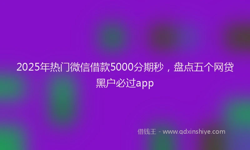 2025年热门微信借款5000分期秒，盘点五个网贷黑户必过app