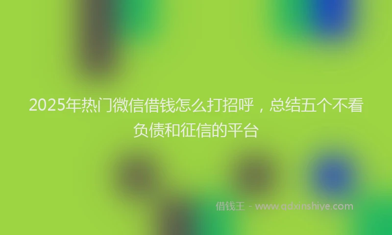2025年热门微信借钱怎么打招呼，总结五个不看负债和征信的平台