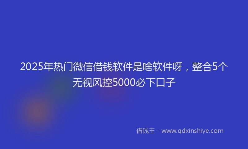 2025年热门微信借钱软件是啥软件呀，整合5个无视风控5000必下口子