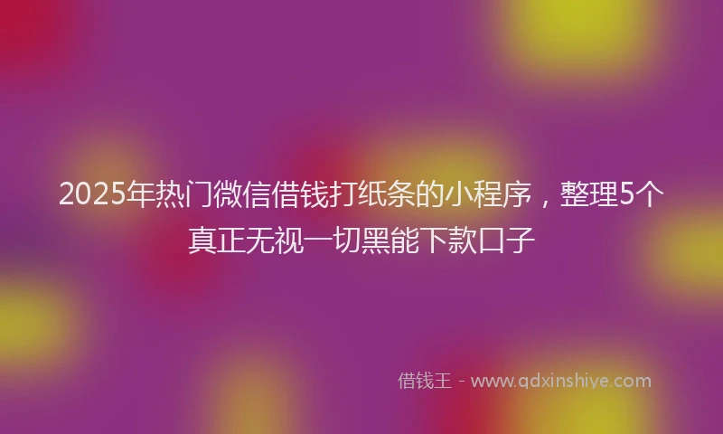 2025年热门微信借钱打纸条的小程序,整理5个真正无视一切黑能下款口子