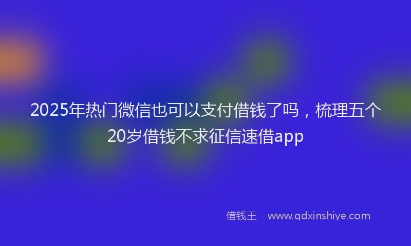 2025年热门微信也可以支付借钱了吗，梳理五个20岁借钱不求征信速借app