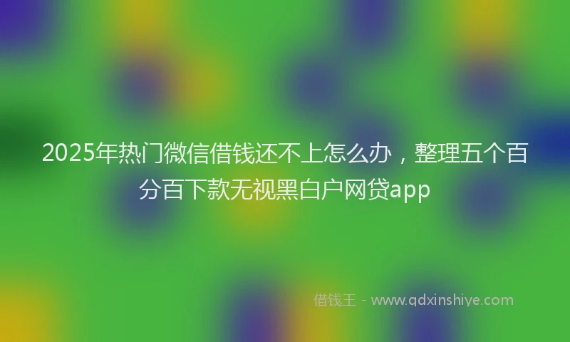 2025年热门微信借钱还不上怎么办，整理五个百分百下款无视黑白户网贷app