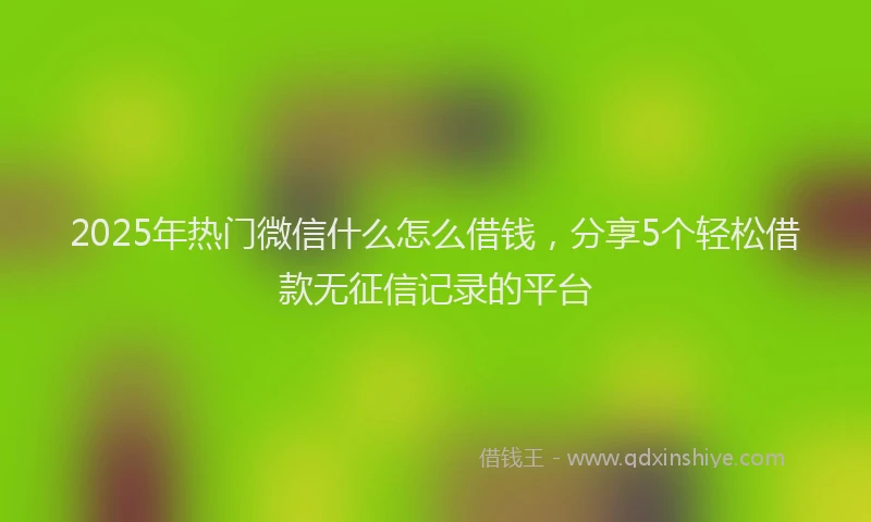 2025年热门微信什么怎么借钱，分享5个轻松借款无征信记录的平台
