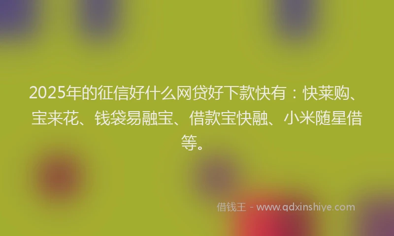2025年的征信好什么网贷好下款快有：快莱购、宝来花、钱袋易融宝、借款宝快融、小米随星借等。