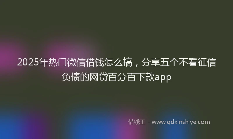 2025年热门微信借钱怎么搞,分享五个不看征信负债的网贷百分百下款app