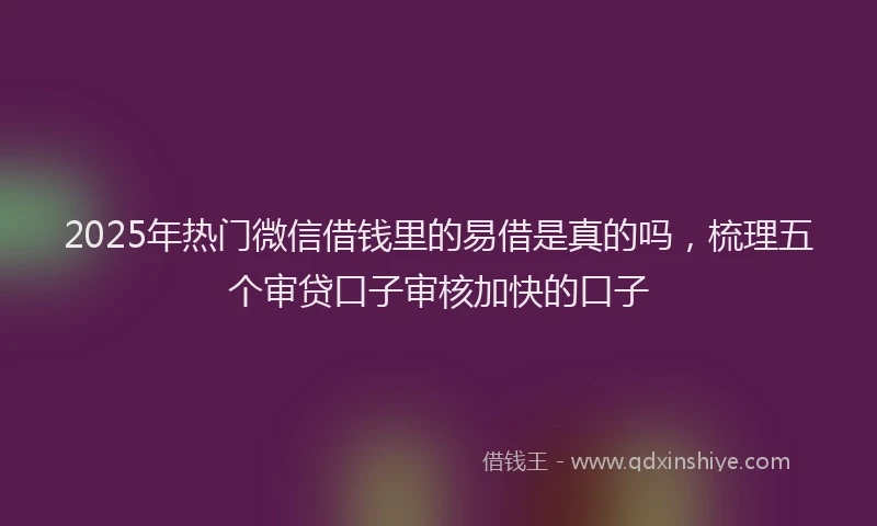 2025年热门微信借钱里的易借是真的吗，梳理五个审贷口子审核加快的口子