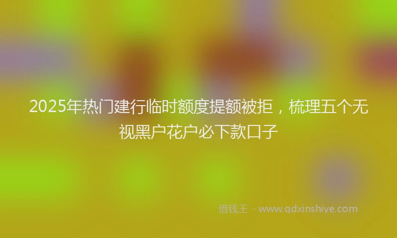 2025年热门建行临时额度提额被拒，梳理五个无视黑户花户必下款口子