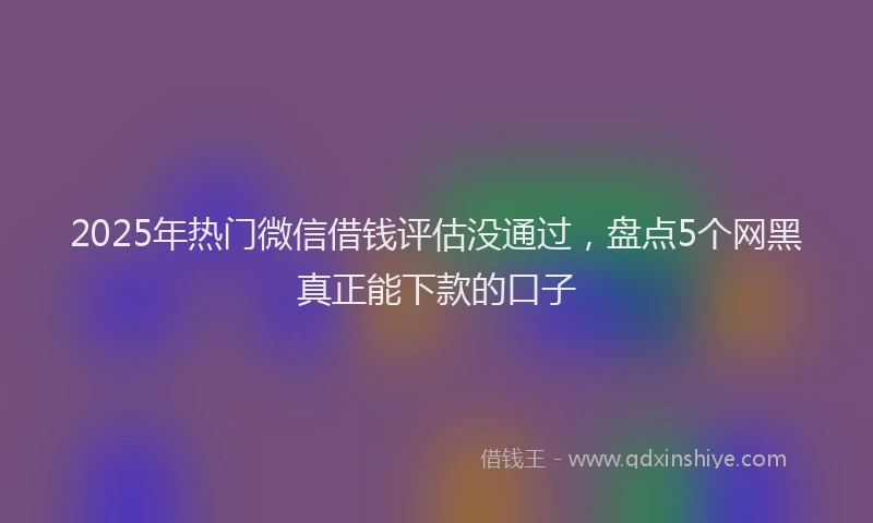 2025年热门微信借钱评估没通过，盘点5个网黑真正能下款的口子