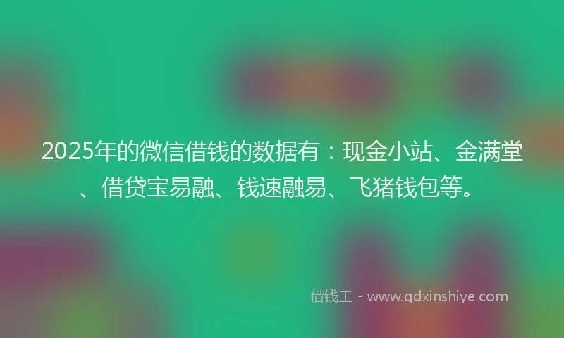 2025年的微信借钱的数据有：现金小站、金满堂、借贷宝易融、钱速融易、飞猪钱包等。