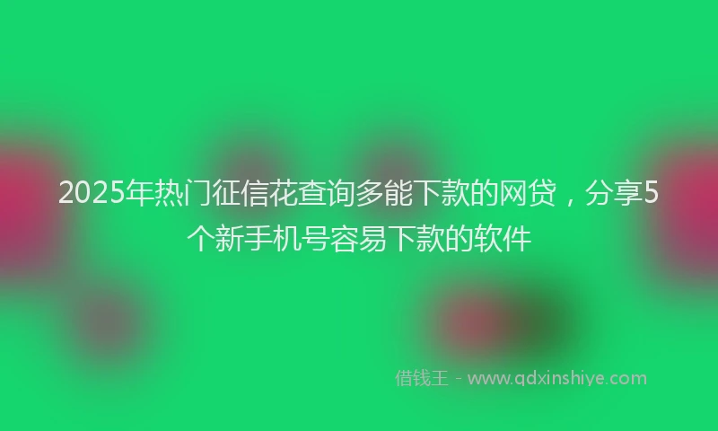 2025年热门征信花查询多能下款的网贷，分享5个新手机号容易下款的软件