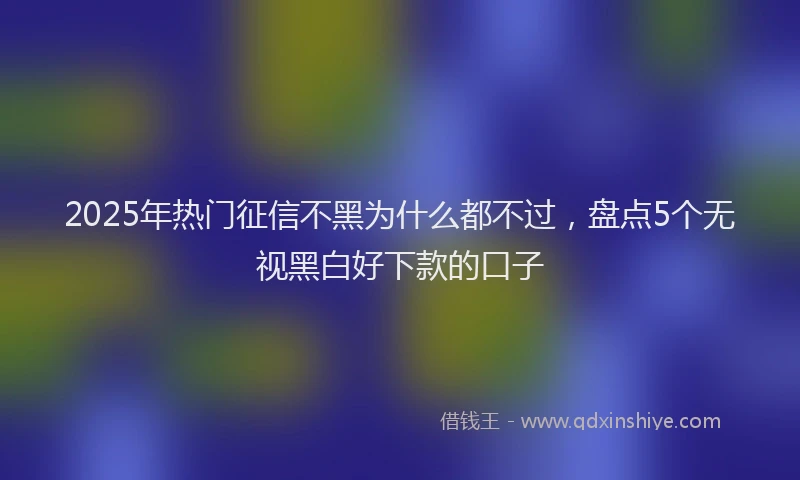 2025年热门征信不黑为什么都不过，盘点5个无视黑白好下款的口子