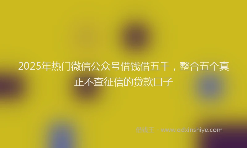 2025年热门微信公众号借钱借五千，整合五个真正不查征信的贷款口子