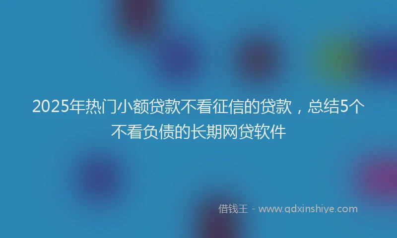 2025年热门小额贷款不看征信的贷款,总结5个不看负债的长期网贷软件