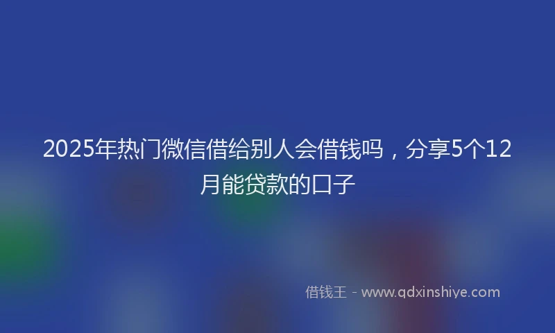 2025年热门微信借给别人会借钱吗，分享5个12月能贷款的口子