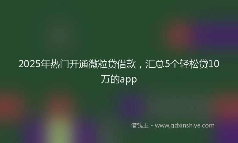 2025年热门开通微粒贷借款，汇总5个轻松贷10万的app