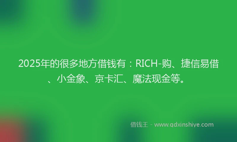 2025年的很多地方借钱有：RICH-购、捷信易借、小金象、京卡汇、魔法现金等。