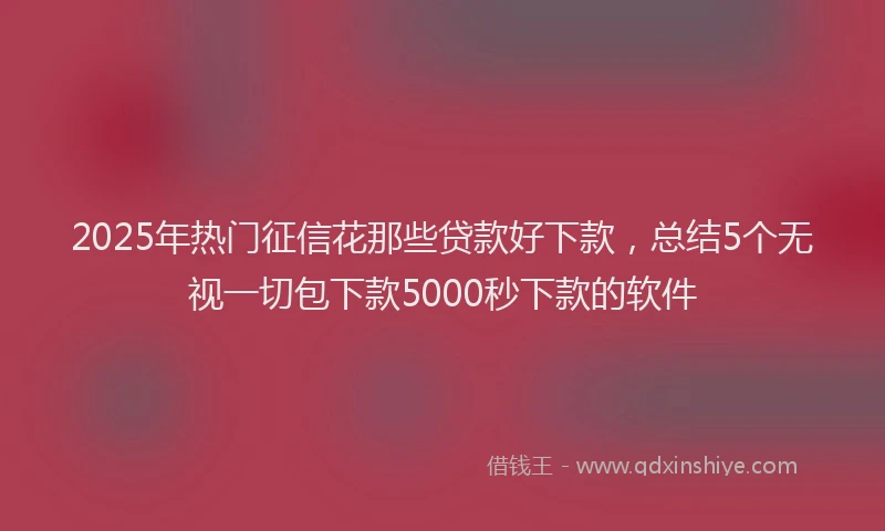 2025年热门征信花那些贷款好下款，总结5个无视一切包下款5000秒下款的软件