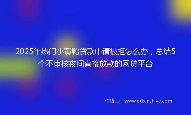 2025年热门小黄鸭贷款申请被拒怎么办，总结5个不审核夜间直接放款的网贷平台