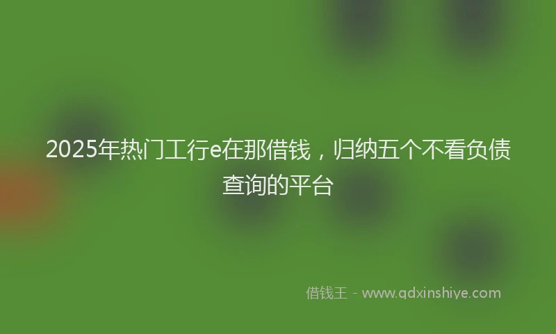2025年热门工行e在那借钱，归纳五个不看负债查询的平台