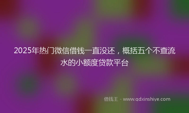 2025年热门微信借钱一直没还，概括五个不查流水的小额度贷款平台