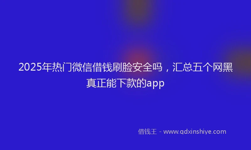 2025年热门微信借钱刷脸安全吗，汇总五个网黑真正能下款的app