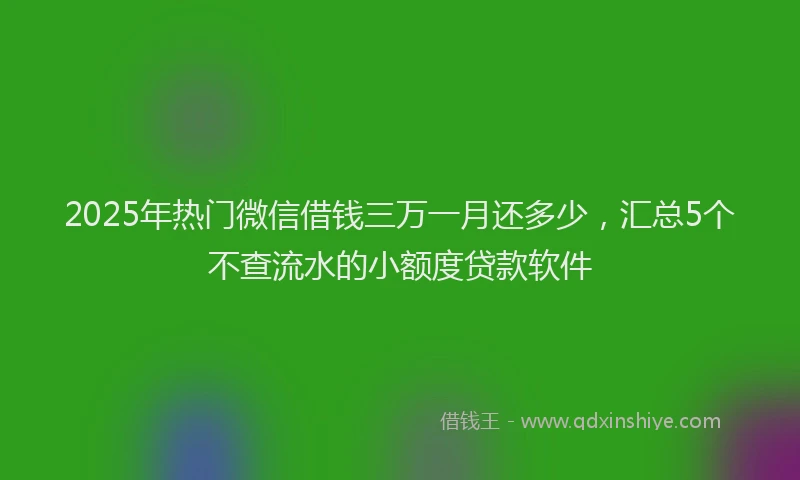 2025年热门微信借钱三万一月还多少，汇总5个不查流水的小额度贷款软件