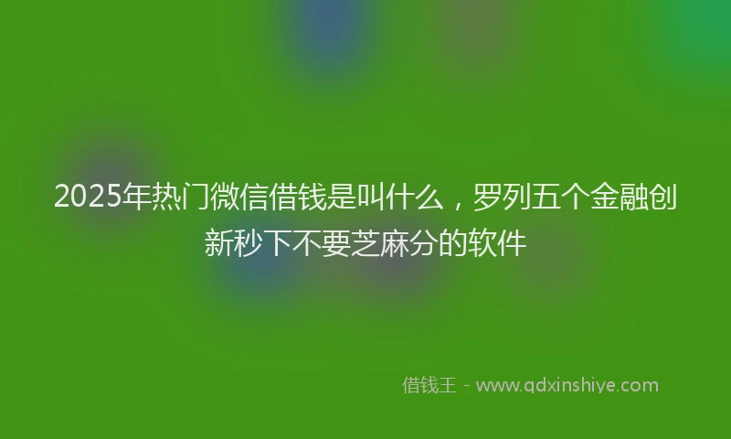 2025年热门微信借钱是叫什么，罗列五个金融创新秒下不要芝麻分的软件