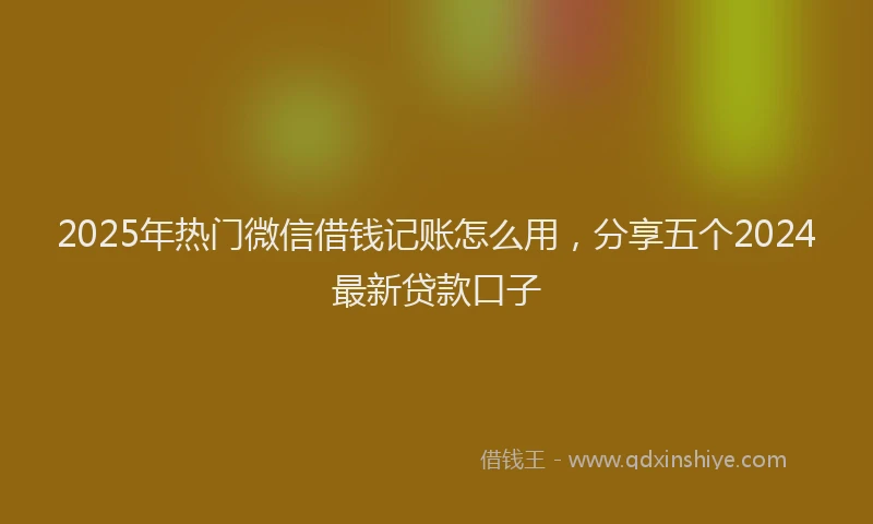 2025年热门微信借钱记账怎么用，分享五个2024最新贷款口子