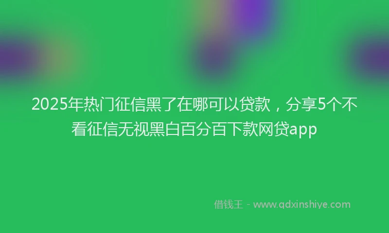 2025年热门征信黑了在哪可以贷款，分享5个不看征信无视黑白百分百下款网贷app