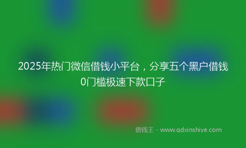 2025年热门微信借钱小平台，分享五个黑户借钱0门槛极速下款口子
