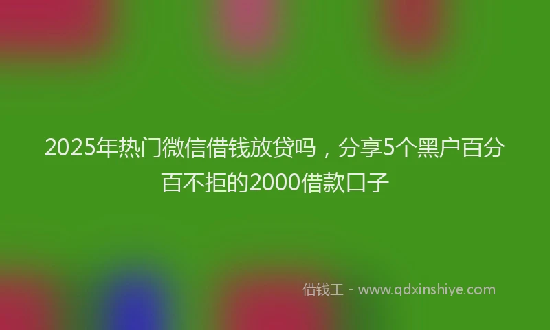 2025年热门微信借钱放贷吗，分享5个黑户百分百不拒的2000借款口子