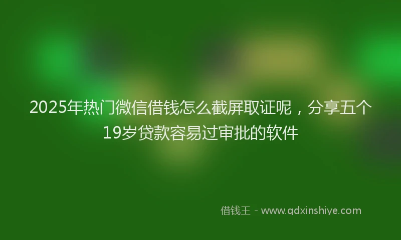 2025年热门微信借钱怎么截屏取证呢,分享五个19岁贷款容易过审批的软件