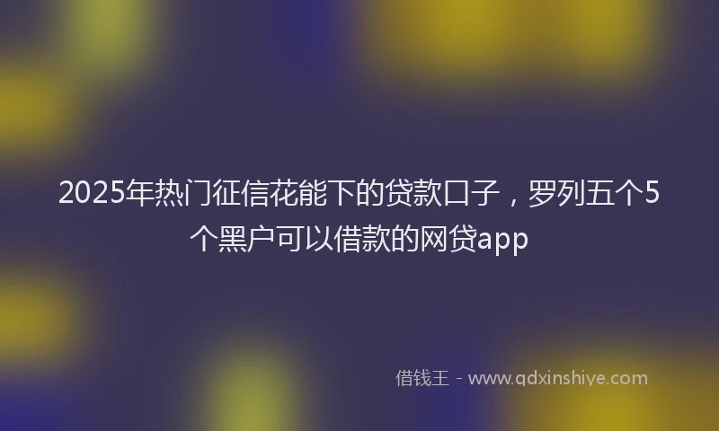 2025年热门征信花能下的贷款口子，罗列五个5个黑户可以借款的网贷app