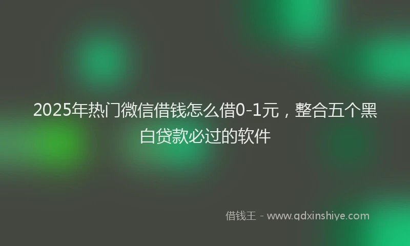 2025年热门微信借钱怎么借0-1元，整合五个黑白贷款必过的软件