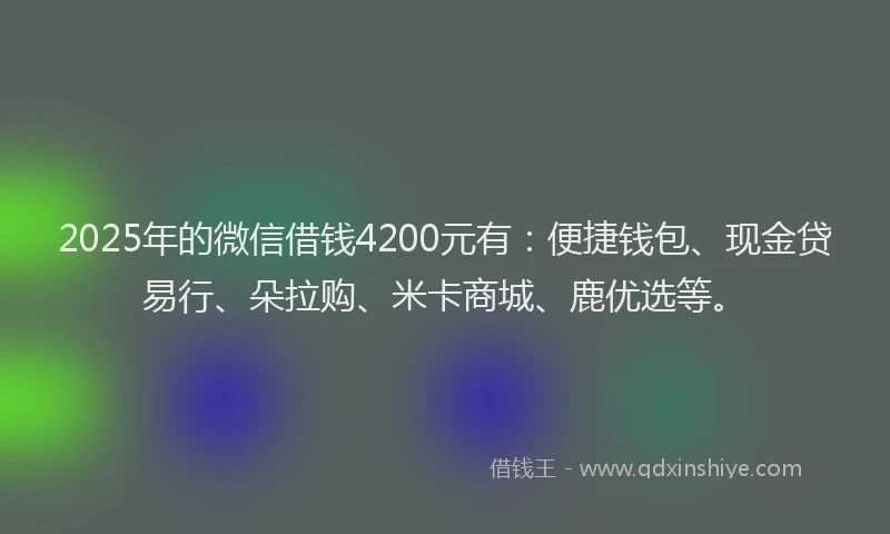 2025年的微信借钱4200元有：便捷钱包、现金贷易行、朵拉购、米卡商城、鹿优选等。