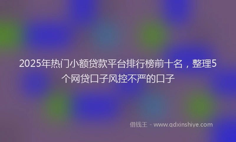 2025年热门小额贷款平台排行榜前十名，整理5个网贷口子风控不严的口子
