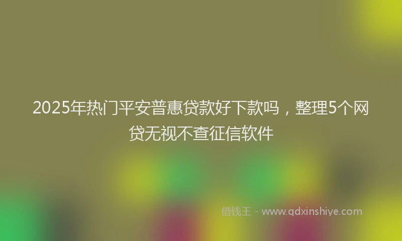 2025年热门平安普惠贷款好下款吗，整理5个网贷无视不查征信软件
