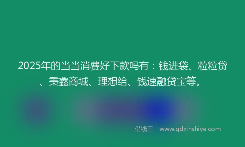 2025年的当当消费好下款吗有：钱进袋、粒粒贷、秉鑫商城、理想给、钱速融贷宝等。