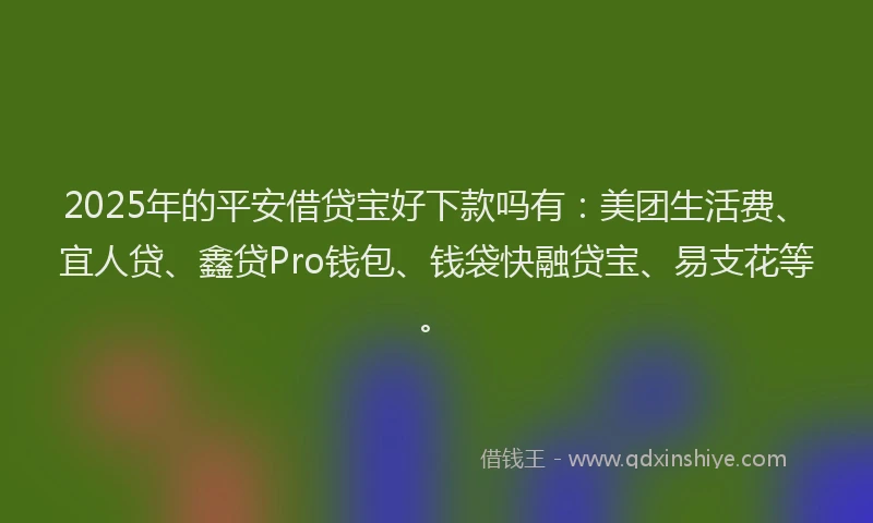 2025年的平安借贷宝好下款吗有：美团生活费、宜人贷、鑫贷Pro钱包、钱袋快融贷宝、易支花等。