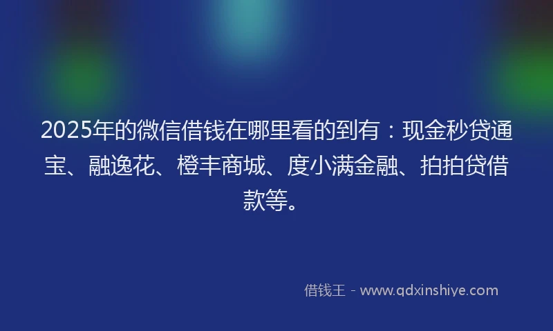 2025年的微信借钱在哪里看的到有：现金秒贷通宝、融逸花、橙丰商城、度小满金融、拍拍贷借款等。