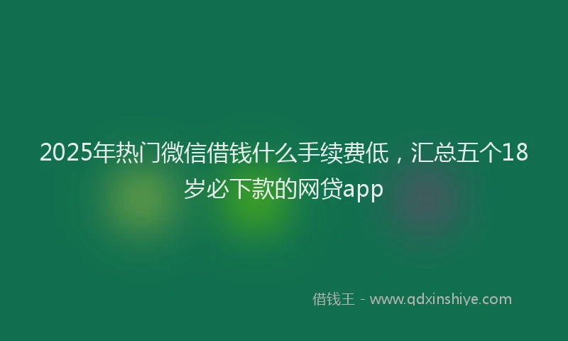 2025年热门微信借钱什么手续费低，汇总五个18岁必下款的网贷app