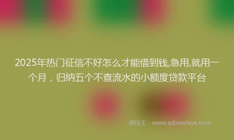 2025年热门征信不好怎么才能借到钱,急用,就用一个月，归纳五个不查流水的小额度贷款平台