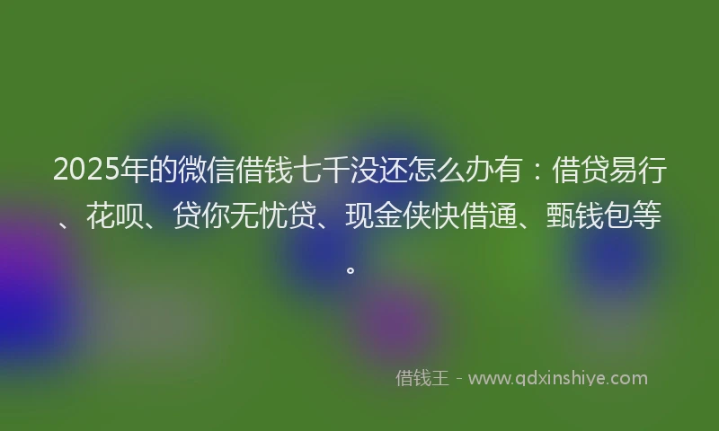 2025年的微信借钱七千没还怎么办有：借贷易行、花呗、贷你无忧贷、现金侠快借通、甄钱包等。