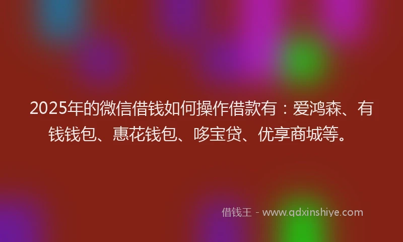 2025年的微信借钱如何操作借款有：爱鸿森、有钱钱包、惠花钱包、哆宝贷、优享商城等。